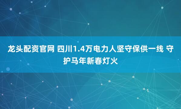 龙头配资官网 四川1.4万电力人坚守保供一线 守护马年新春灯火