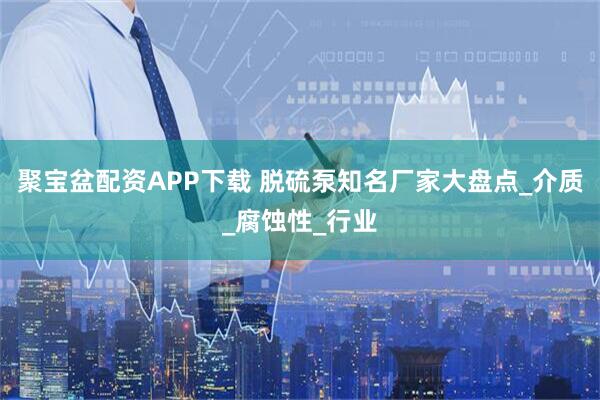 聚宝盆配资APP下载 脱硫泵知名厂家大盘点_介质_腐蚀性_行业